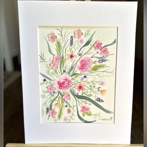 Hand-Made New Watercolor Art Cheerful Flowers